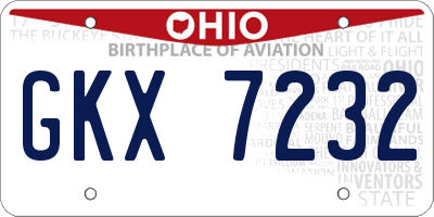OH license plate GKX7232