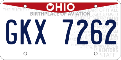 OH license plate GKX7262