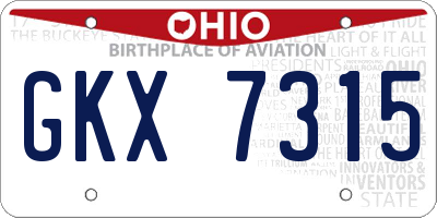 OH license plate GKX7315