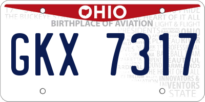 OH license plate GKX7317