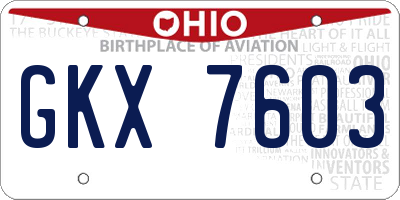 OH license plate GKX7603