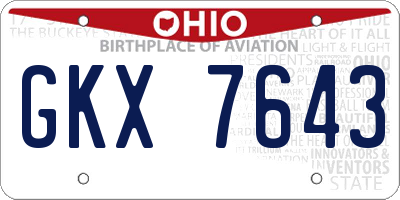 OH license plate GKX7643