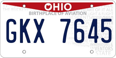 OH license plate GKX7645