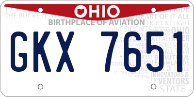 OH license plate GKX7651