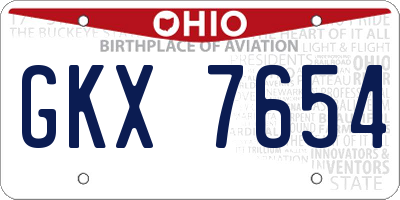 OH license plate GKX7654