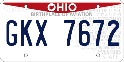 OH license plate GKX7672