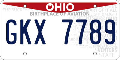 OH license plate GKX7789