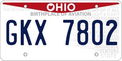 OH license plate GKX7802
