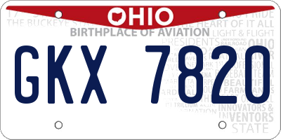 OH license plate GKX7820