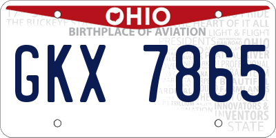 OH license plate GKX7865