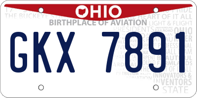 OH license plate GKX7891