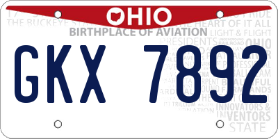 OH license plate GKX7892