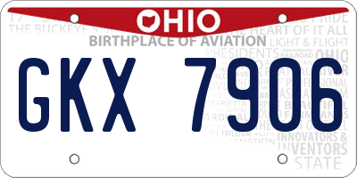 OH license plate GKX7906