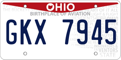 OH license plate GKX7945