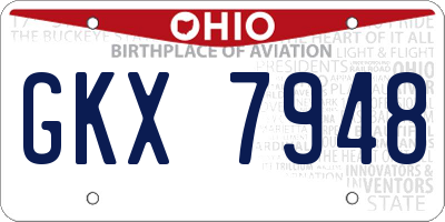 OH license plate GKX7948