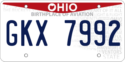 OH license plate GKX7992