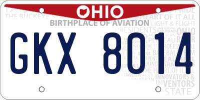 OH license plate GKX8014