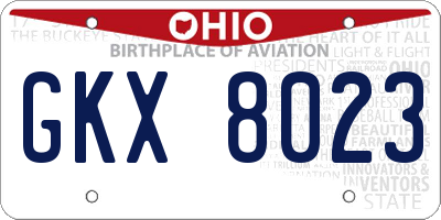 OH license plate GKX8023