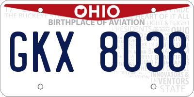 OH license plate GKX8038