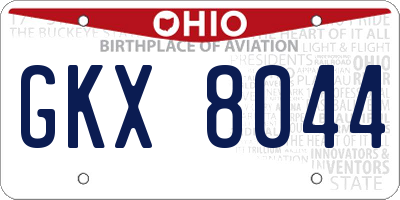 OH license plate GKX8044