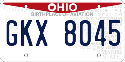 OH license plate GKX8045