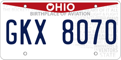 OH license plate GKX8070