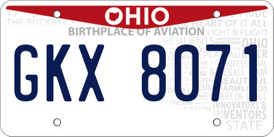 OH license plate GKX8071