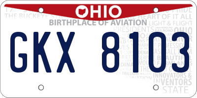 OH license plate GKX8103