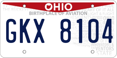 OH license plate GKX8104