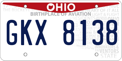 OH license plate GKX8138