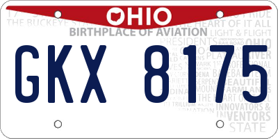 OH license plate GKX8175