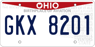 OH license plate GKX8201