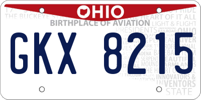 OH license plate GKX8215
