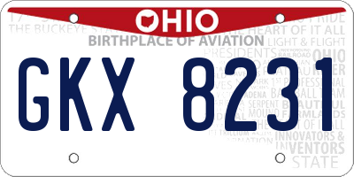 OH license plate GKX8231