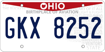 OH license plate GKX8252