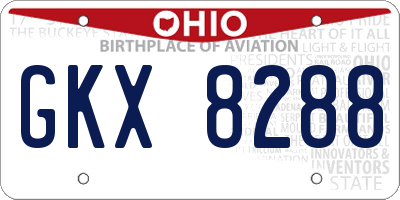 OH license plate GKX8288
