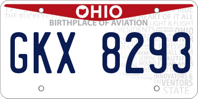 OH license plate GKX8293