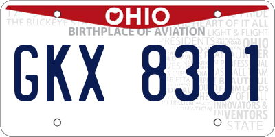 OH license plate GKX8301