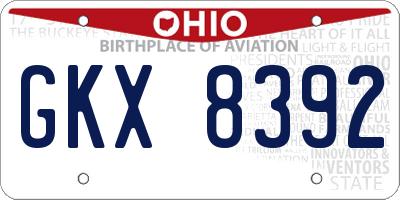 OH license plate GKX8392