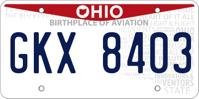 OH license plate GKX8403