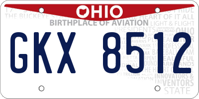 OH license plate GKX8512