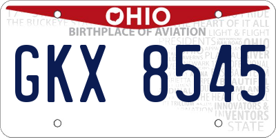 OH license plate GKX8545