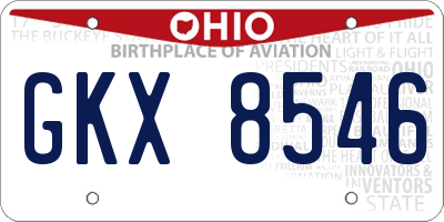 OH license plate GKX8546