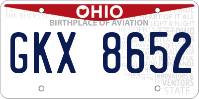 OH license plate GKX8652