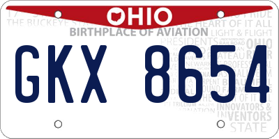 OH license plate GKX8654