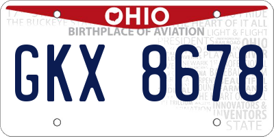 OH license plate GKX8678