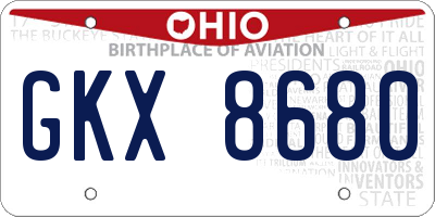 OH license plate GKX8680
