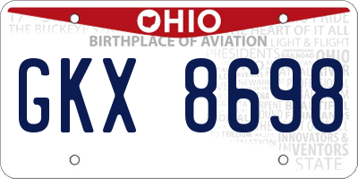 OH license plate GKX8698