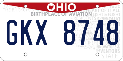 OH license plate GKX8748