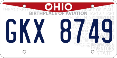 OH license plate GKX8749